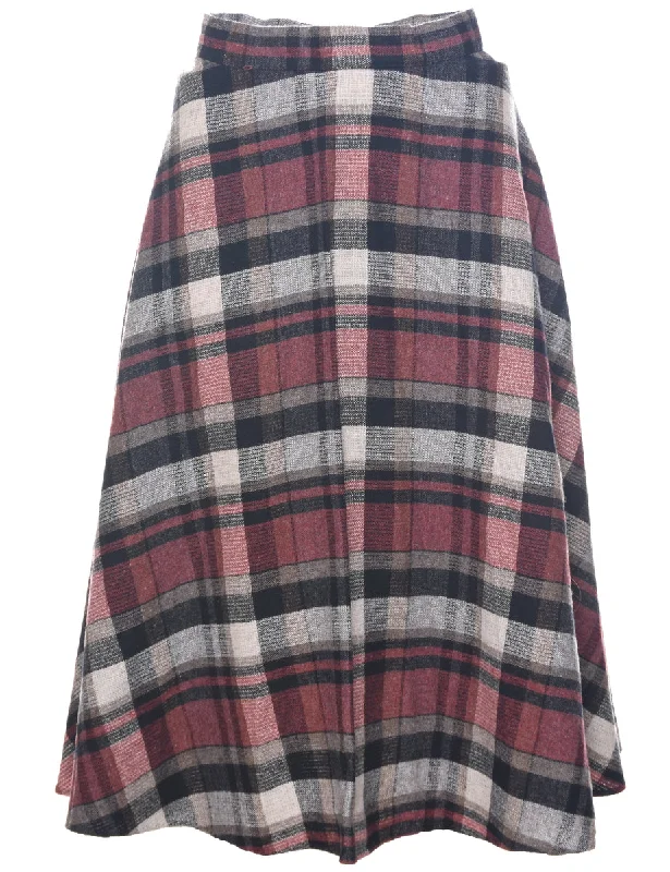 Checked Flared Skirt - S lace skirt intricate