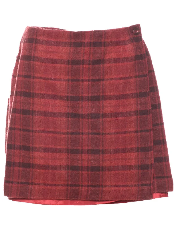 Checked Pencil Skirt - L cashmere skirt plush