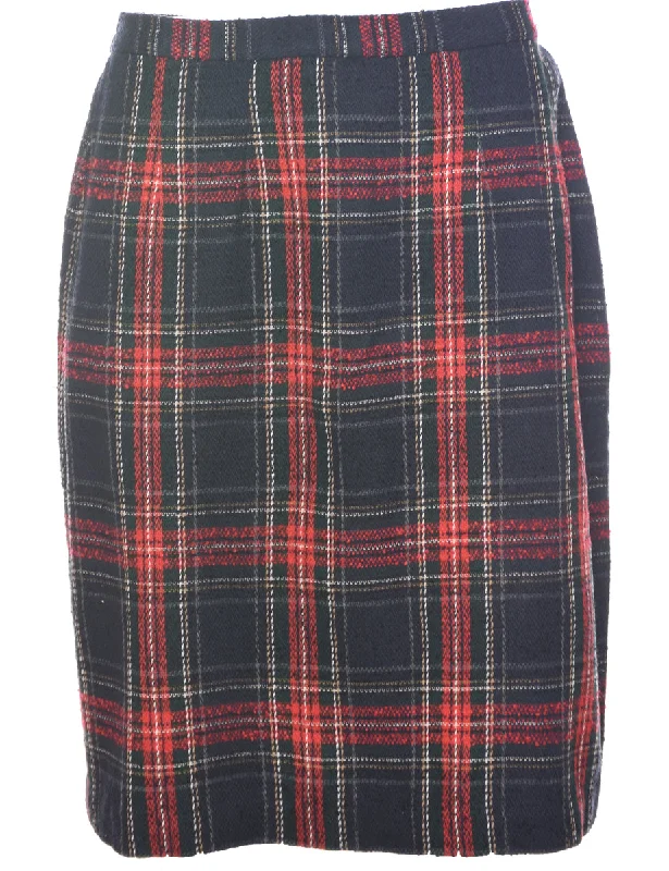 Checked Pencil Skirt - M leather skirt bold