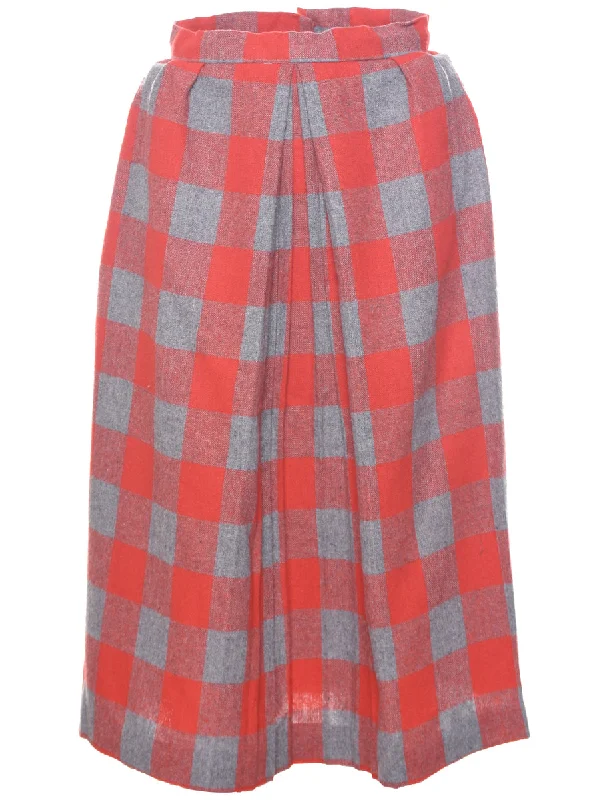 Checked Pencil Skirt - S flowy skirt hem