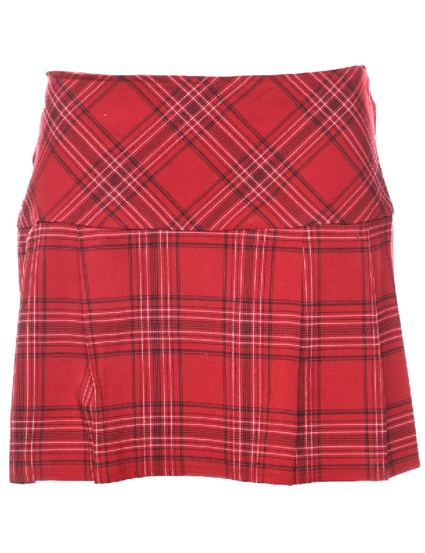 Checked Pleated Skirt - M tulle skirt dreamy