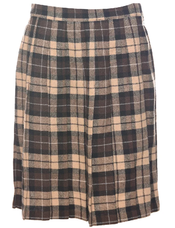 Checked Pleated Skirt - M velvet skirt plush