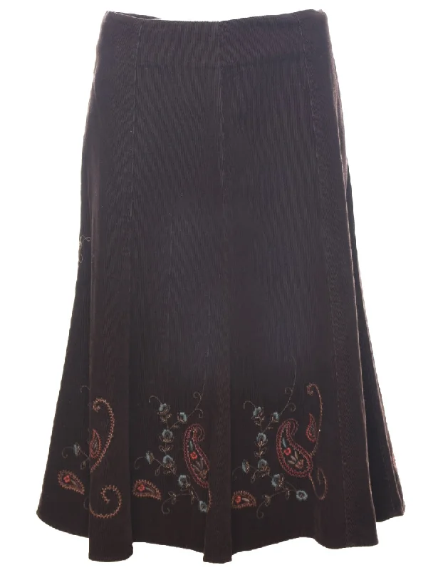 Corduroy Flared Skirt - L cashmere skirt soft