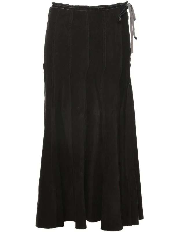 Corduroy Maxi Skirt - L velvet skirt luxurious