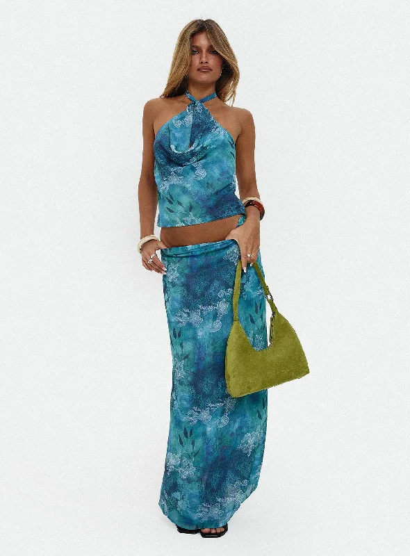 Eleganza Maxi Skirt Blue Multi casual skirt length