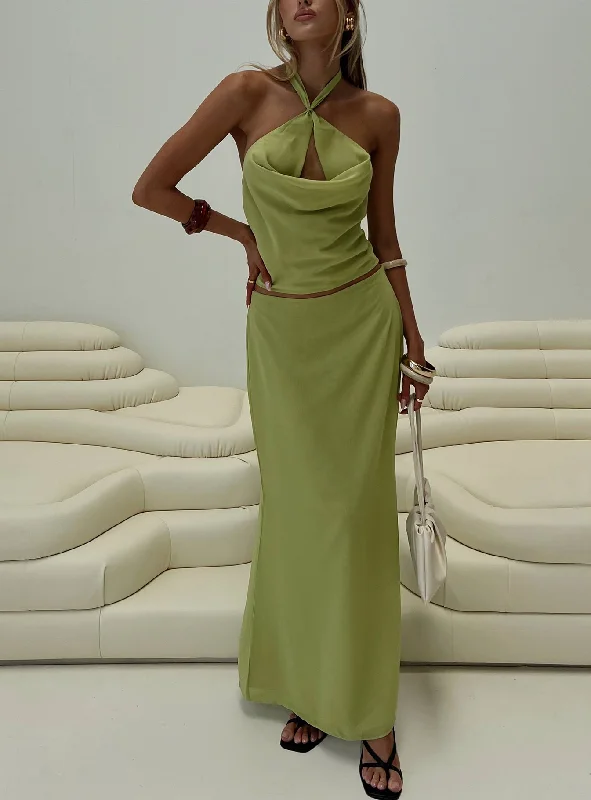 Eleganza Maxi Skirt Green cashmere skirt rich