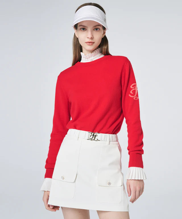 FAIRLIAR WOMEN LOGO BELT SET SKIRT silk skirt elegant