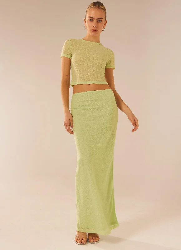 Just Like Magic Maxi Skirt - Lime denim skirt durable