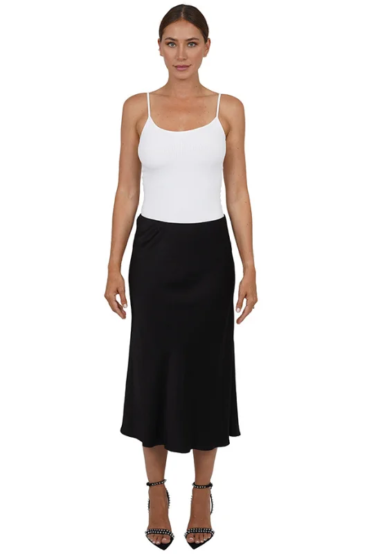 Love Token Satin Midi Skirt relaxed fit skirt