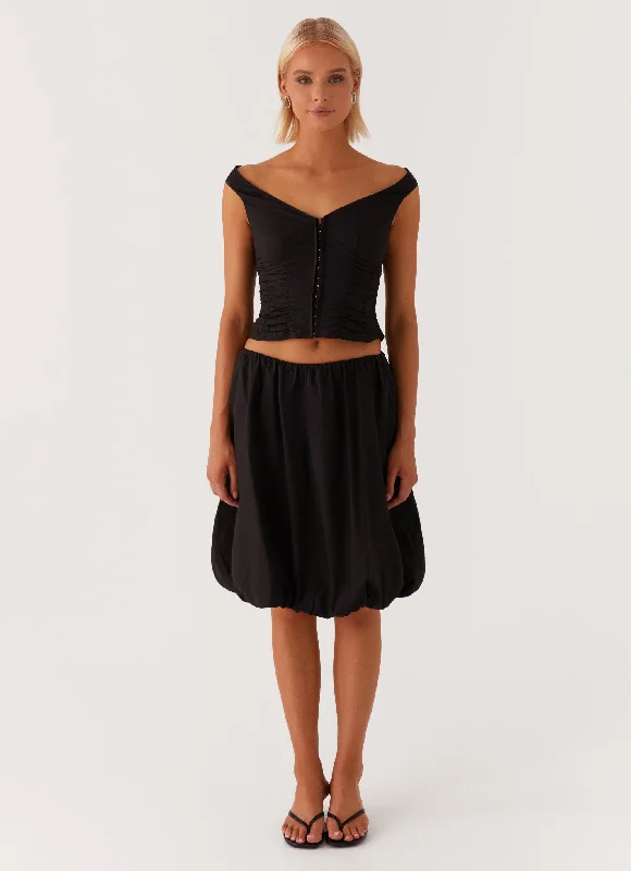 Make Way Bubble Midi Skirt - Black pencil skirt chic