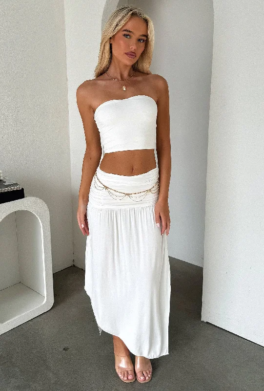 Rosalia Maxi Skirt - White wrap skirt elegant