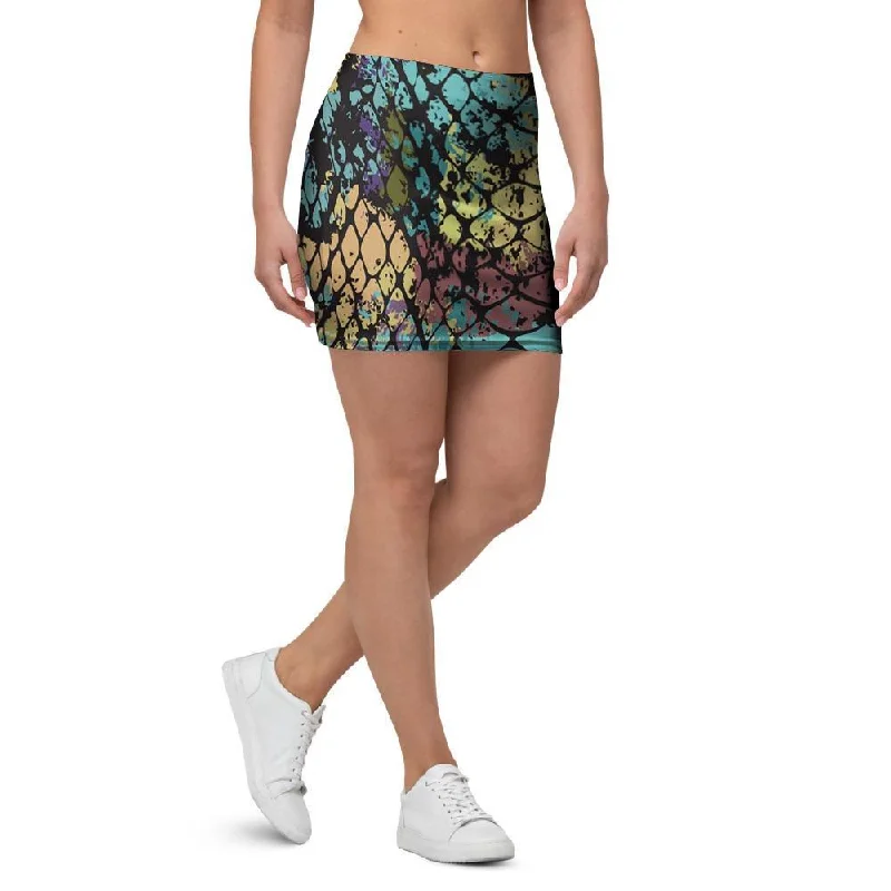 Snakeskin Reptile Mini Skirt cashmere skirt plush