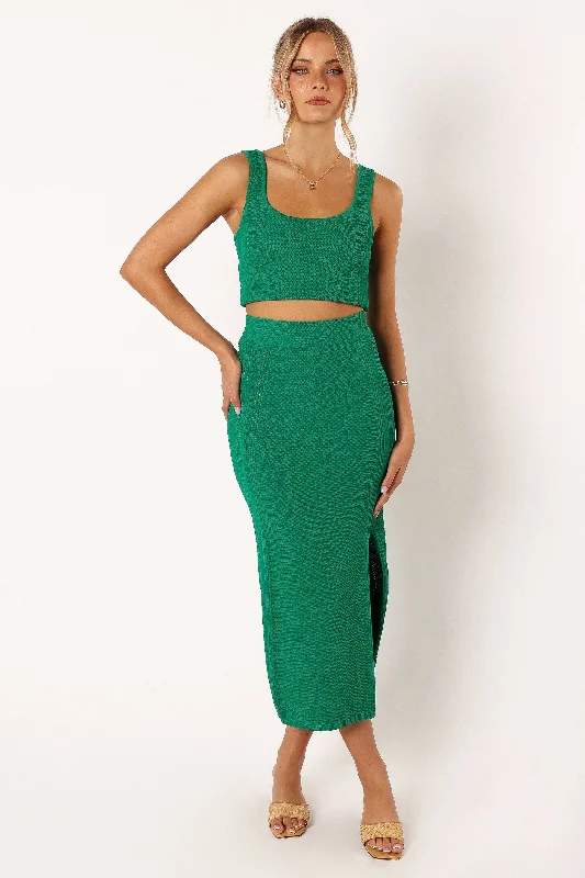 Soji Knitted Skirt - Green wool skirt thick