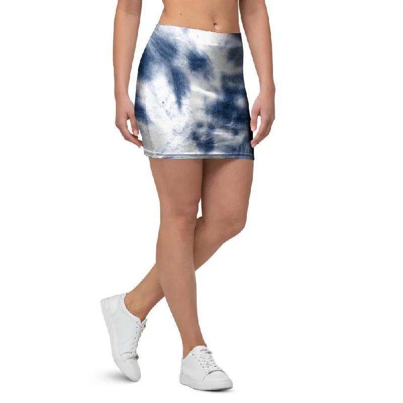 Spiral Blue Tie Dye Mini Skirt corduroy skirt cozy