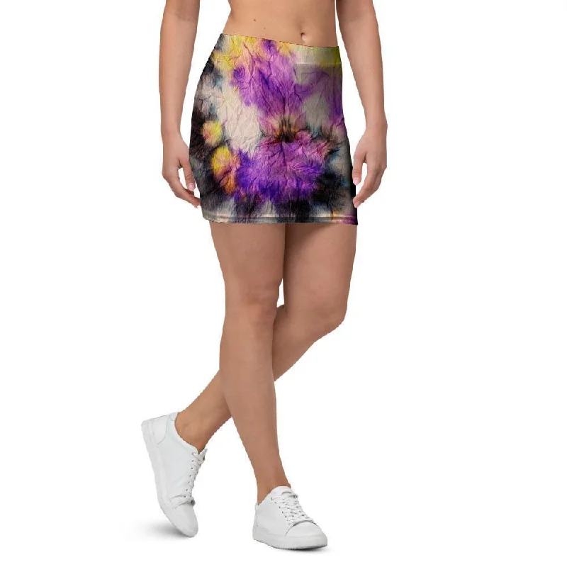 Spiral Hippie Tie Dye Mini Skirt wool skirt breathable