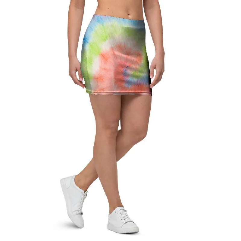 Spiral Tie Dye Mini Skirt lace skirt romantic