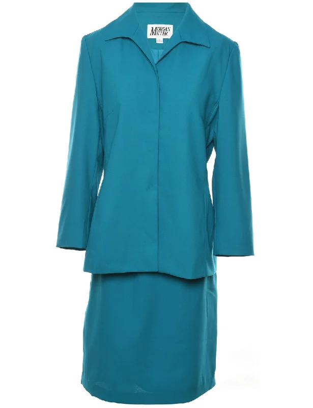 Teal Jacket & Skirt Suit Set - L satin skirt smooth