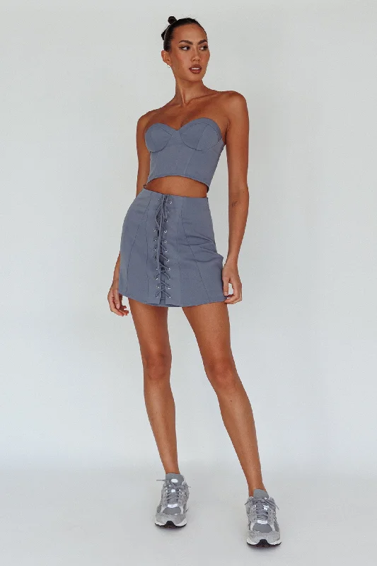 Ventura Lace-Up Skirt Suit Grey wrap skirt elegant