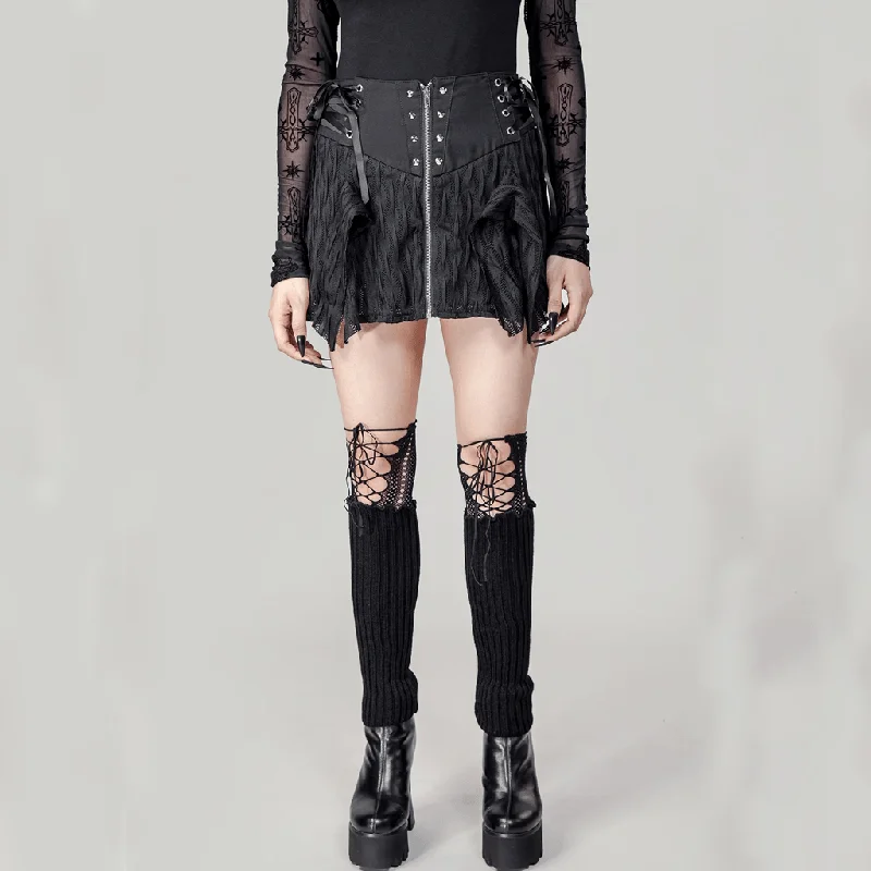 Women's Punk Irregular Lace-up Skirt denim skirt fashionable